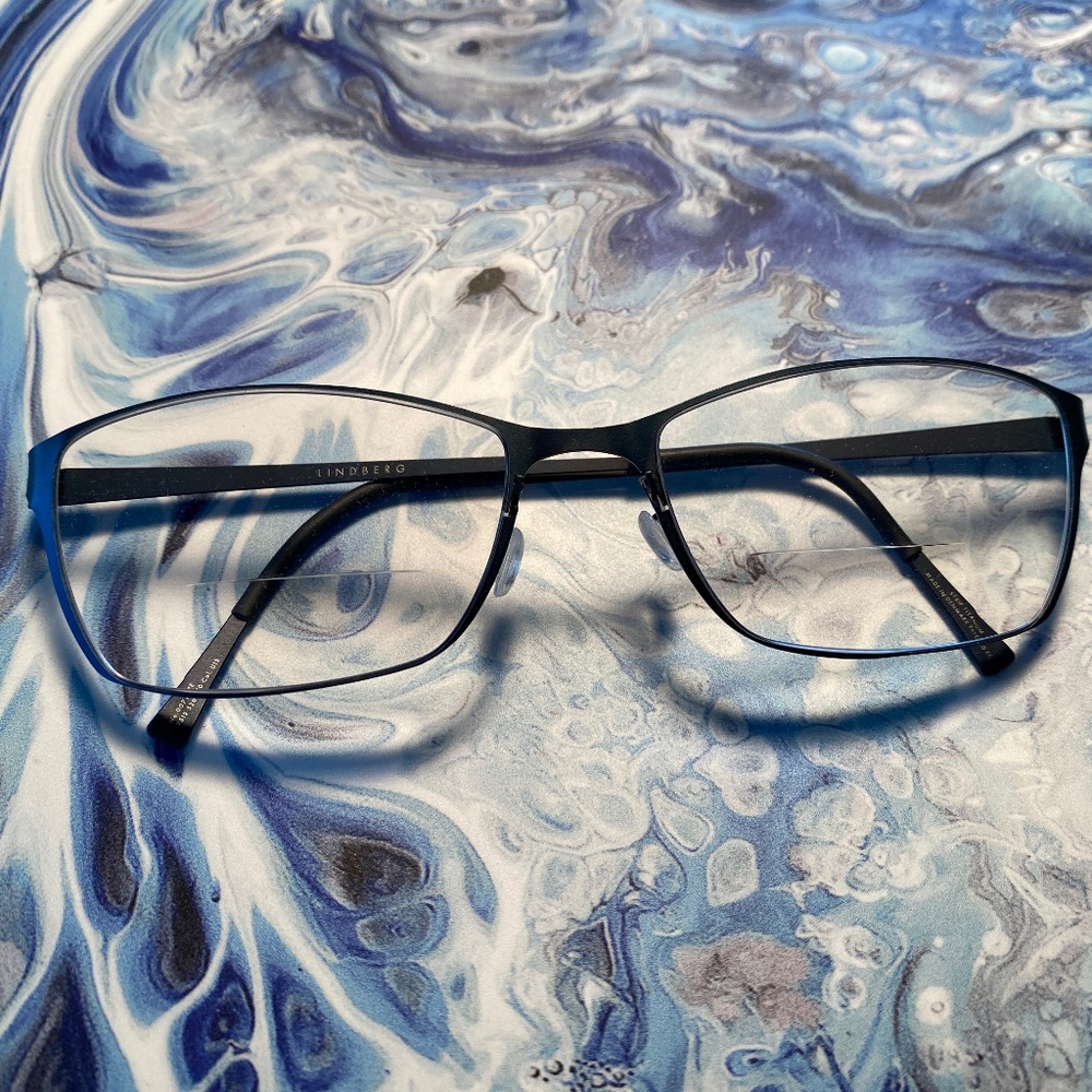 Lindberg glasses frame, Titanium, vintage, blue